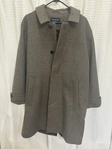 Abercrombie & Fitch Wool Blend Topcoat Trench Brown Hounds Plaid Size XL - Picture 1 of 7