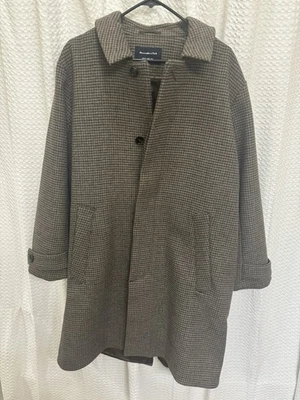 Abercrombie & Fitch Wool Blend Topcoat Trench Brown Hounds Plaid Size XL - Image 1 of 4
