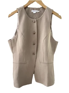 GOOD AMERICAN Luxe Suiting Sculpting Vest Womens Size Large Tan Beige Fitted Top - Picture 1 of 7