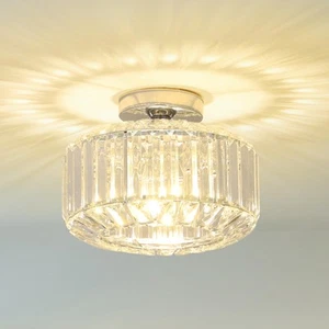 Modern Flush Mount Ceiling Light - Small Crystal Chandeliers, Bedroom & Hallw... - Picture 1 of 8