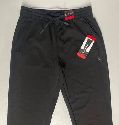 Pantalones deportivos de rendimiento SPYDER para hombre NEGROS cónicos MEDIANOS absorbentes NUEVO Foto 1 de 4