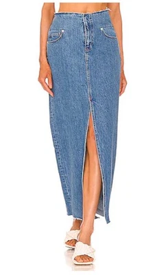 FRAME Cut Off Waist Denim Maxi Long  Skirt Jean 27 - Image 1 of 4