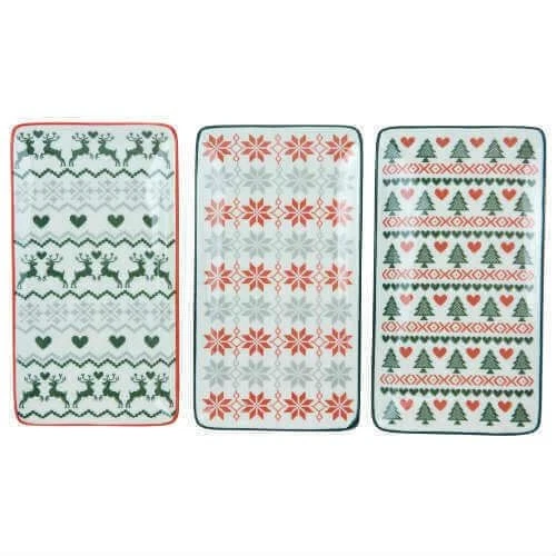 Holiday Pattern Tidbit Trays, Set of 3 - Image 1 of 1