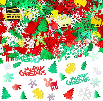 Christmas Day Confetti Glitter Table Decorations Party Scatter Confetti, Red Gre - Image 1 of 4