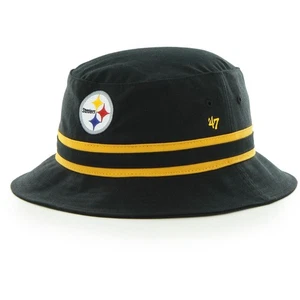 Pittsburgh Steelers '47 Striped Bucket Football Hat - Black Embroidered NEW NWT - Picture 1 of 2