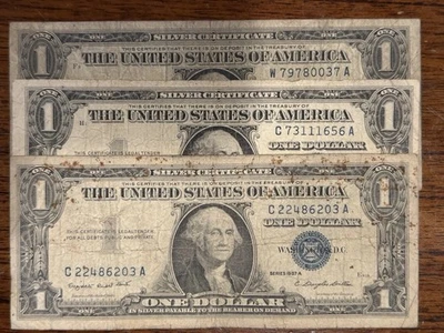 Lot of 3 Circulated Silver Certificate Bills 1957 - Image 1 of 2