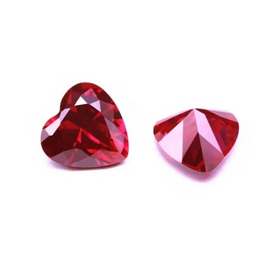 Blood-red Ruby Mohs 9 Heart Shape Faceted Gemstone Heart Shaped Cut Ruby - Image 1 of 4