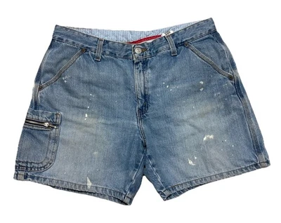 Pantalones Cortos de Jean Levi's De Colección Para Mujer 12 MIS Carga Bolsillos con Solapa Denim Pintor Foto 1 de 4