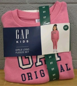 New Gap Kids Girls Toddler Logo Fleece Crew Neck & Jogger Matching Set 5T C4 - Picture 1 of 5