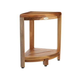 Snazzy Corner Dos Niveles Color Natural Estante Impermeable Madera de Teca Banco de Ducha Sto - Imagen 1 de 9