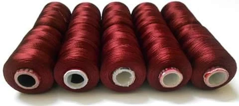Silk Thread Maroon Shiny 10 Spools For Embroidery/Bangle Jhumka Jewellery Making - Image 1 of 1