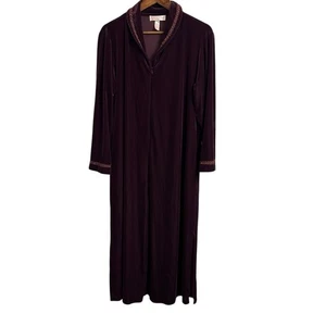 Oscar de la Renta Pink Label Lounging Morgenmantel Kleid Kaftan Lila Pflaume Samt Large - Bild 1 von 12