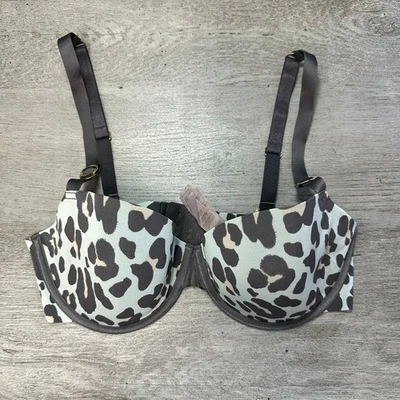 Stella McCartney Smooth Underwire Balconette Bra Leopard Print 34DD - Image 1 of 4