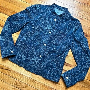 Vintage Lauren Jeans Co. Demin Damenjacke Größe Small Abstrakt Blumenmuster Blau - Bild 1 von 11