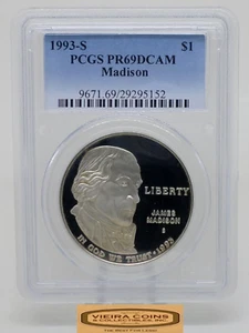 1993-S Madison Silver Proof $1, PCGS PR69DCAM - #B42468 - Picture 1 of 2
