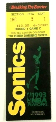 1993 Seattle Supersonics Utah Jazz Ticket Stub NBA First Round Playoffs - Image 1 of 2