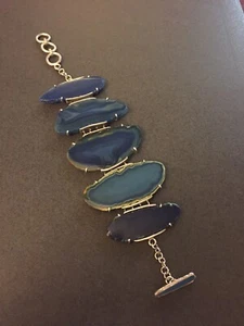 Vintage Signed WK Whitney Kelly Sterling Silver Stone Link Bracelet - Picture 1 of 7