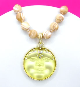 Kirks Folly Sweetheart Seaview Moon Mother Of Pearl Crystal Necklace - Picture 1 of 5