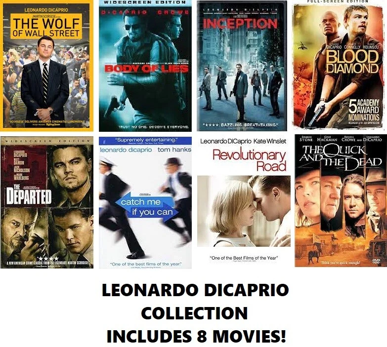 Leonardo Dicaprio 8 Film DVD Set: The Wolf of Wall Street/Inception/Body of Lies - Image 1 of 1