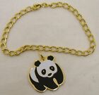 Gold Tone 7" Bracelet with Ty Beanie Baby Panda Bear Charm