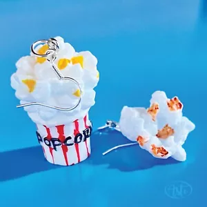Cinema Popcorn Dangle Hook Style Earrings - Picture 1 of 3