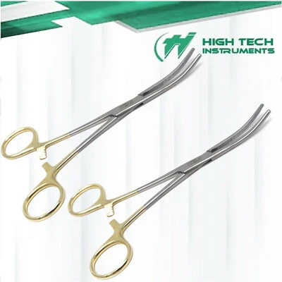 HTI BRAND 2 Rochester Carmalt Hemostat Forceps 6.5"Curved German Stainless Surgical-Gold