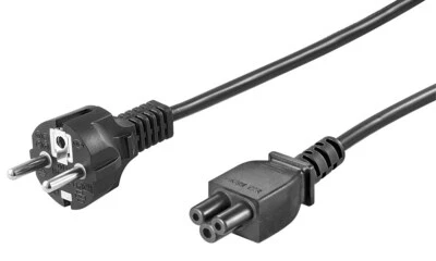 2m Netzkabel Stecker Typ F CEE7/7 > Buchse C5 Kaltgeräteanschluss schwarz - Bild 1 von 3