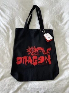 UIN | Black Cotton Tote Bag | Dragon Hold The Luck | NWT - Picture 1 of 7