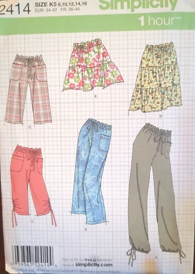 SIMPLICITY Sewing Pattern #2414 Misses' shorts or pants & skirt size 8-16 UC/FF - Image 1 of 4