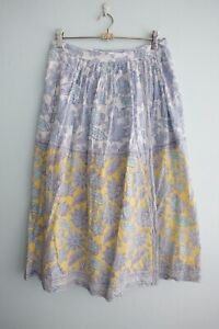 Indian Summer Wrap Skirt size L Boho Batik Block Print Two Tone Midi Pockets