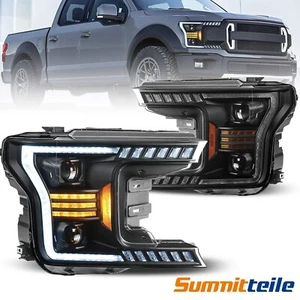 LH+RH Full LED Projector Headlights Smoke Lens LED Bars For 2018-2020 Ford F150 - Bild 1 von 13