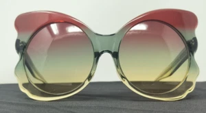 Linda Farrow x Matthew Williamson Oversized Butterfly Sunglasses Green Orange - Picture 1 of 11