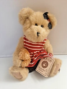 Boyds Bears Plush Suzie Q. Bear holding Teddy Red White Blue Star - Picture 1 of 7