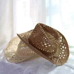 Gorra de Paja Vaquero Occidental Hoed Hecha a Mano Playa Vilt Zonnehoeden Fiesta Para Hombre - Imagen 1 de 22