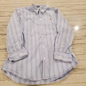 Ralph Lauren Sport Boys Slim Fit Blue/Pink Striped Button Up Shirt Size 8 - Picture 1 of 9