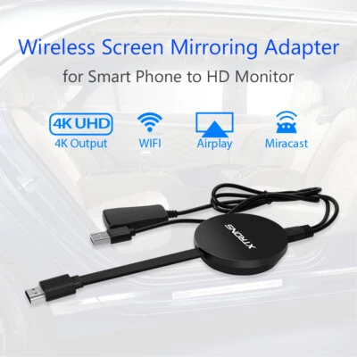 4K HDMI Wireless Mirror Screen Airplay Miracast Dongle For TV Car Monitor - Image 1 of 4