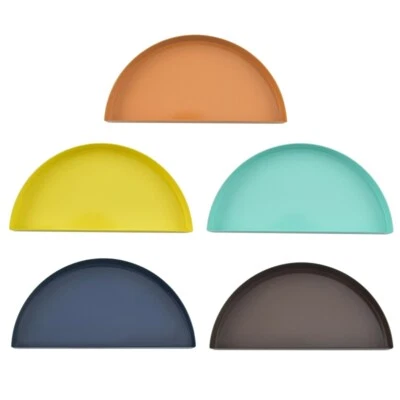 Nordic Style Stainless Steel Storage Tray Luxury Semicircle Dessert Dining Plate - Image 1 of 4