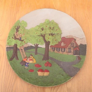 Decorative Porcelain Plate Picking Apples In Front Of House Wall Hanging - Picture 1 of 6