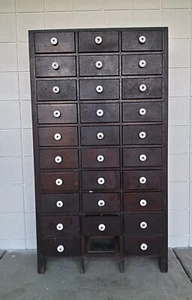 Loaded full 57" Antique Apothecary Hardware Cabinet 30 Drawer Industrial We Ship - Picture 1 of 12