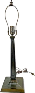 15" Mission Style Antique Brass Bronze Finish Cast Metal Vintage Lamp Base - Picture 1 of 10