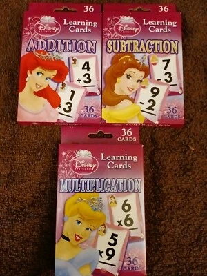 (3) Tarjetas de aprendizaje de princesas Disney, 36 cartas cada paquete Foto 1 de 4