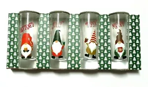 Set of 4 Gnome Holiday Tall Shooters Christmas Blitzened, Jolly, Tipsy & Merry - Picture 1 of 8