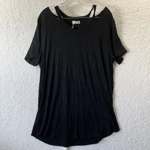 Siddhe Tee T-Shirt Cut Out Shoulders Grey Tunic Length Womens Plus Size 2XL NWT - Picture 1 of 12