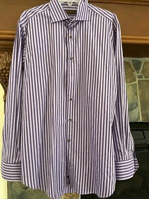 Mens ETRO Milano Purple Striped Long Sleeve Shirt SZ 42 Italy NWOT - Image 1 of 4
