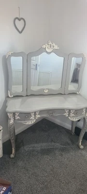 French Style Dressing Table with Mirror Shabby Chic - Image 1 of 4