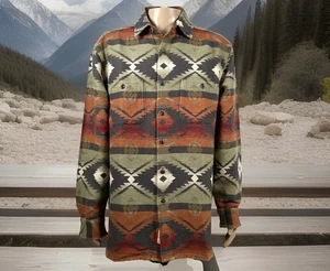 The Territory Ahead Western Aztec Heavy Flannel Shirt Blanket Large Southwest - Picture 1 of 15