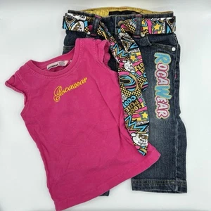 Rocawear Outfit for Girls 18M Pink Shirt 12 Month Denim Jeans With Belt - Picture 1 of 9
