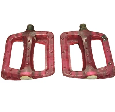 Odyssey Twisted Pro PC Clear Pink Translucent Platform Pedals BMX MTB Spin Well - Image 1 of 4