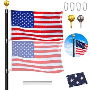 30FT Telescopic Flag Pole Kit, Heavy Duty Aluminum Telescoping Flagpole, Extr... - Picture 1 of 8
