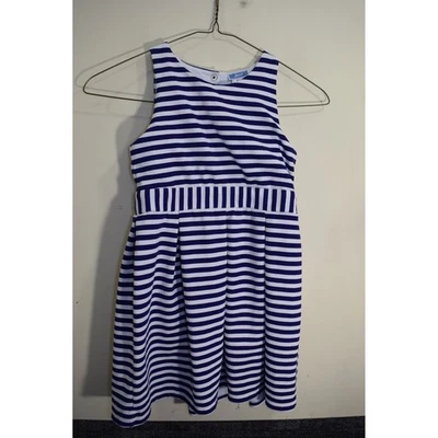 Jacadi Paris Sleeveless Nautical Striped Dress Blue White GIRLS 10 140 - Image 1 of 4